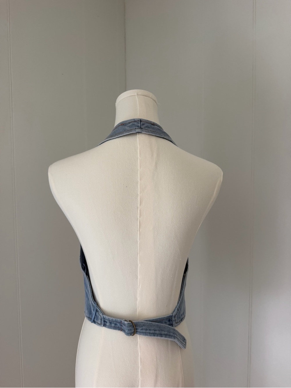 REVOLVE/LIONESS Denim Halter Top with Open Back Like New Condition - Picture 3 of 6